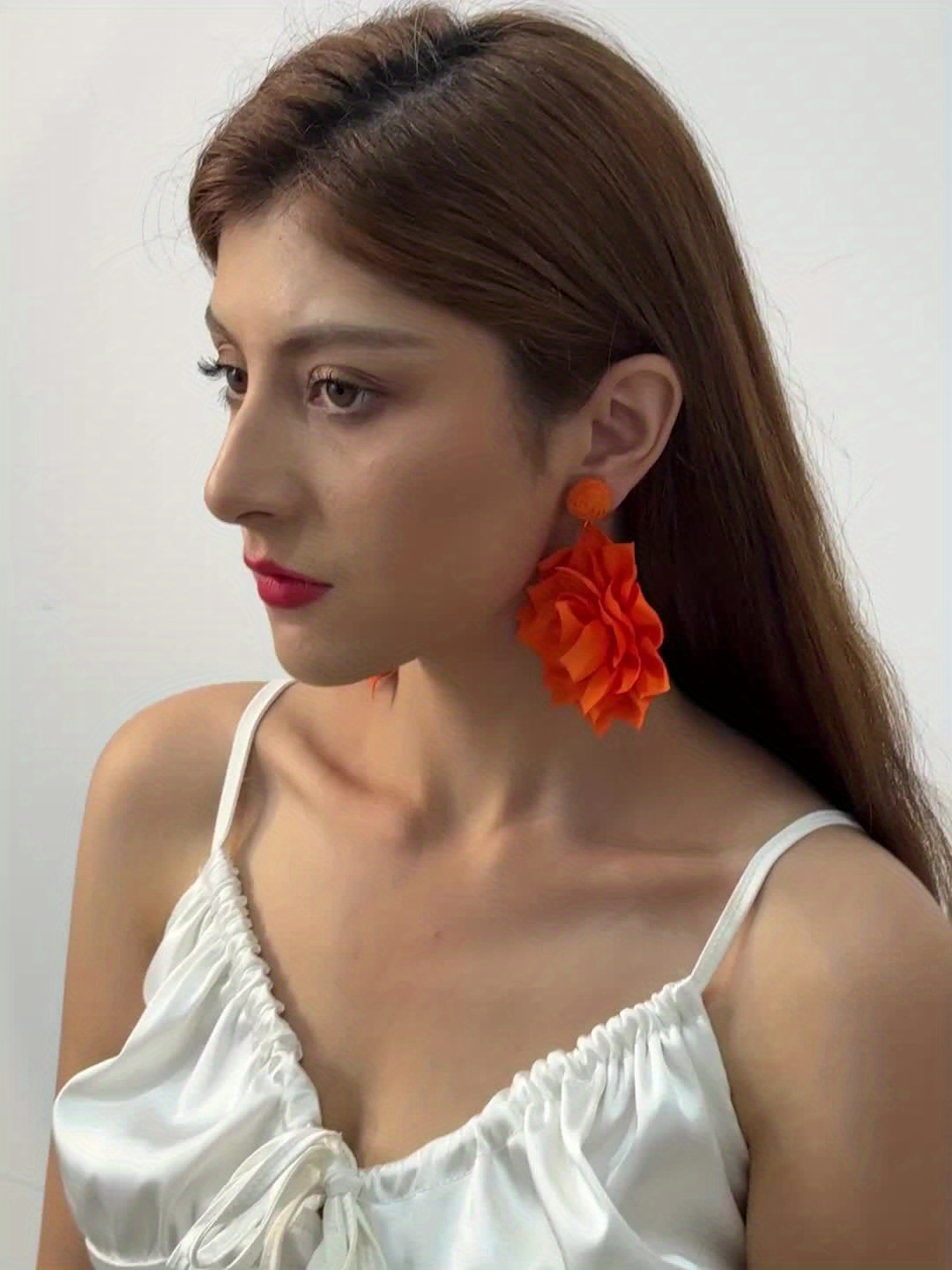 3D Flower Raffia Earrings for Women